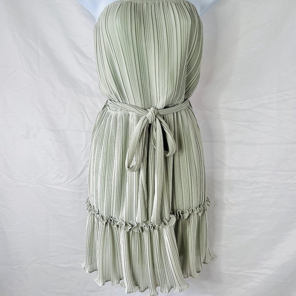 Sage Pleated  Tube Dress